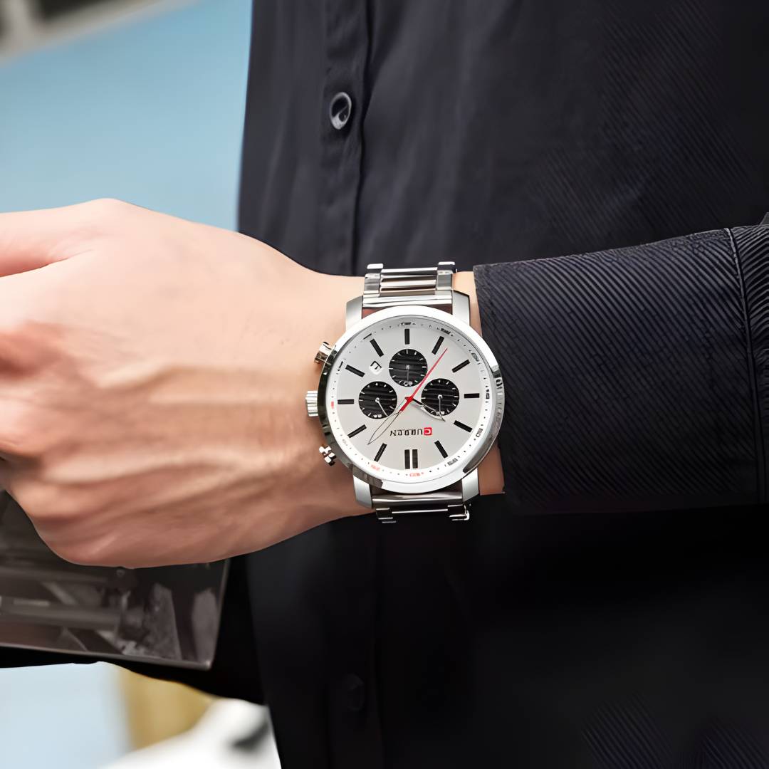Reloj Curren Acero con Cronógrafos Negros