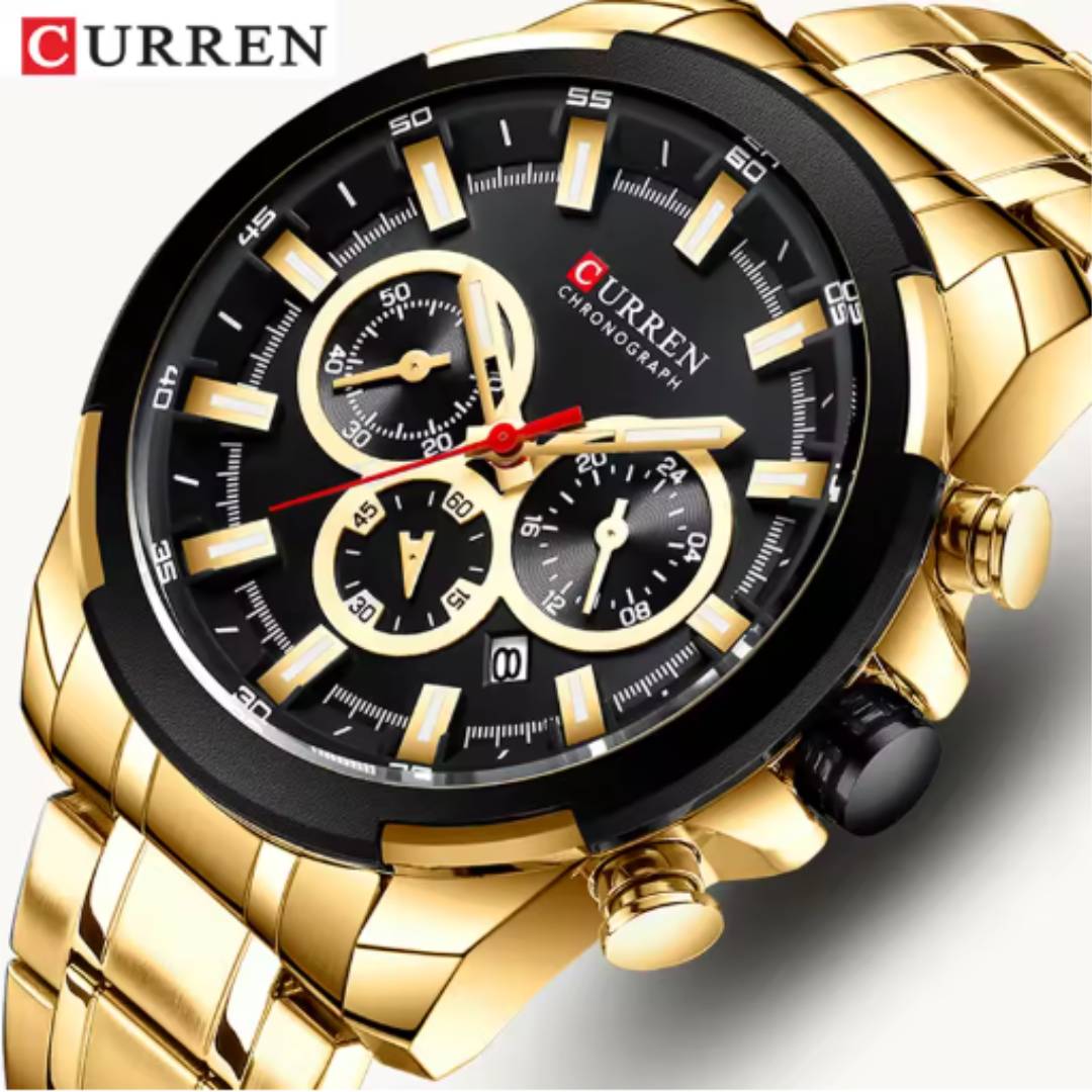 Reloj Curren Acero Dorado con Cronógrafos