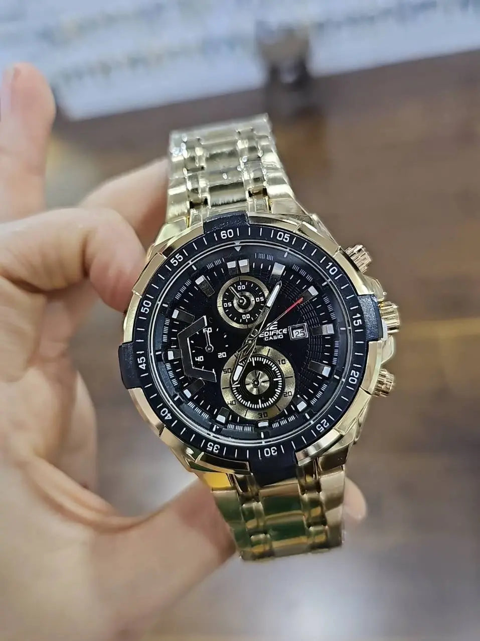 Reloj Clásico Acero con Cronógrafos Dial Nego