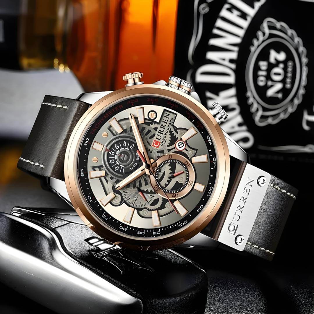 Reloj Curren Cuero con Calendario Mecanismo Abierto