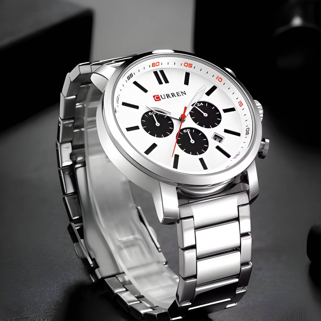 Reloj Curren Acero con Cronógrafos Negros