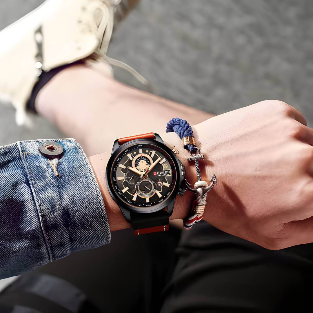 Reloj Curren Cuero con Calendario Mecanismo Abierto