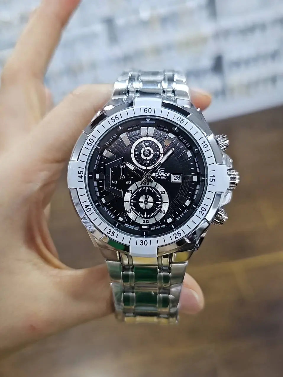 Reloj Clásico Acero con Cronógrafos Dial Nego