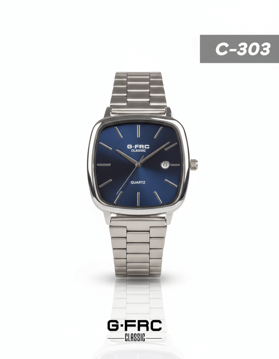 Reloj Acero Plata Caja Cuadrada