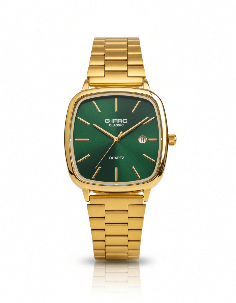 Reloj Acero Dorado Caja Cuadrada