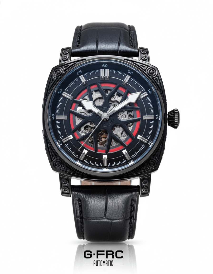Reloj Cuero Automático Caja Cuadrada