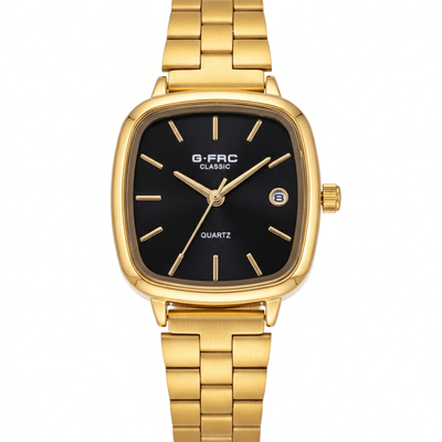 Reloj Pulsera Grande Dorado con Fecha