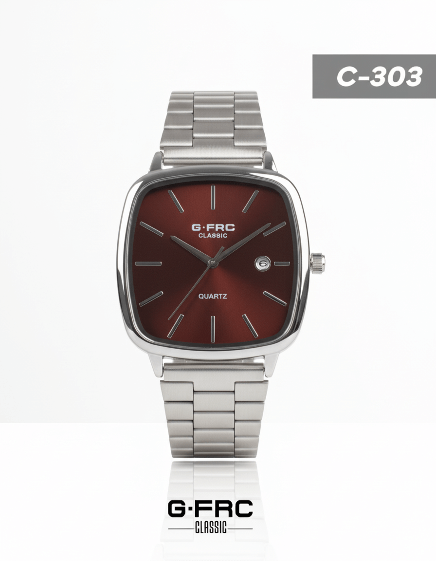 Reloj Acero Plata Caja Cuadrada