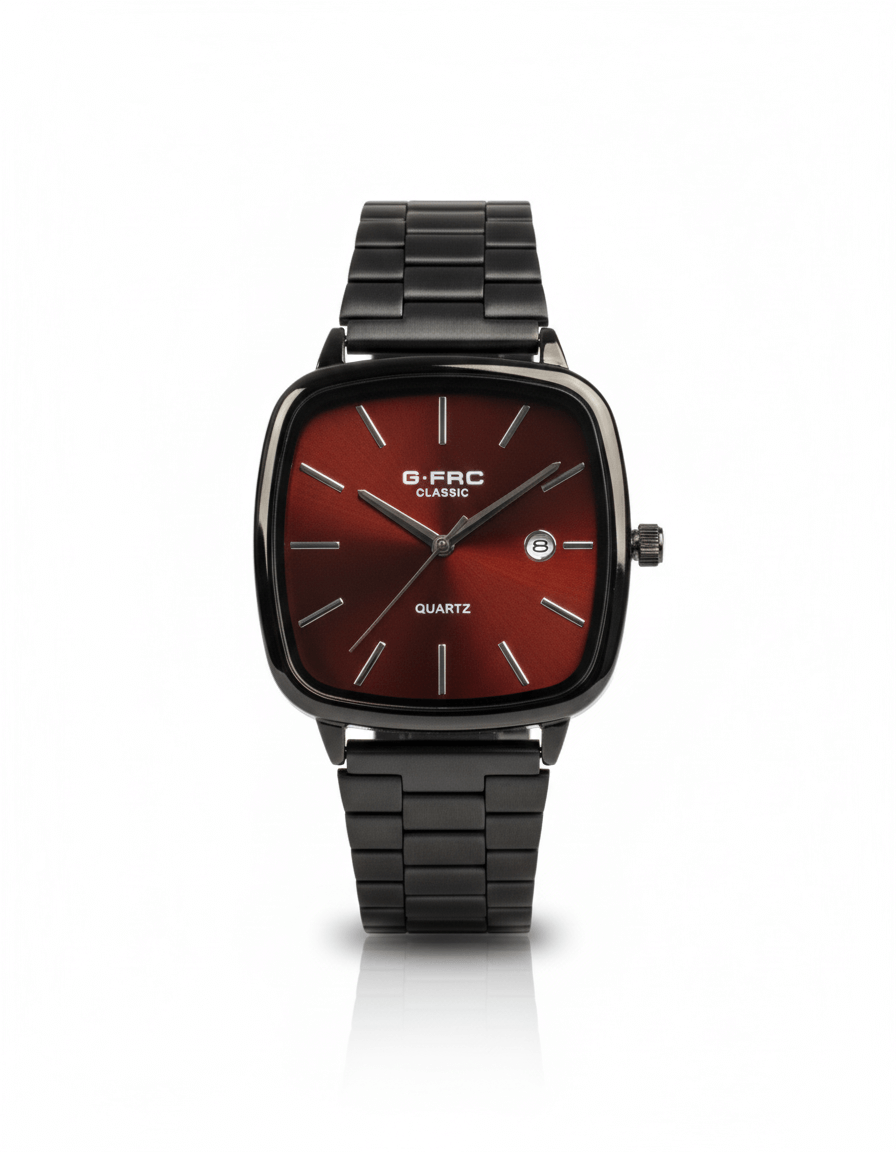 Reloj Acero Negro Caja Cuadrada