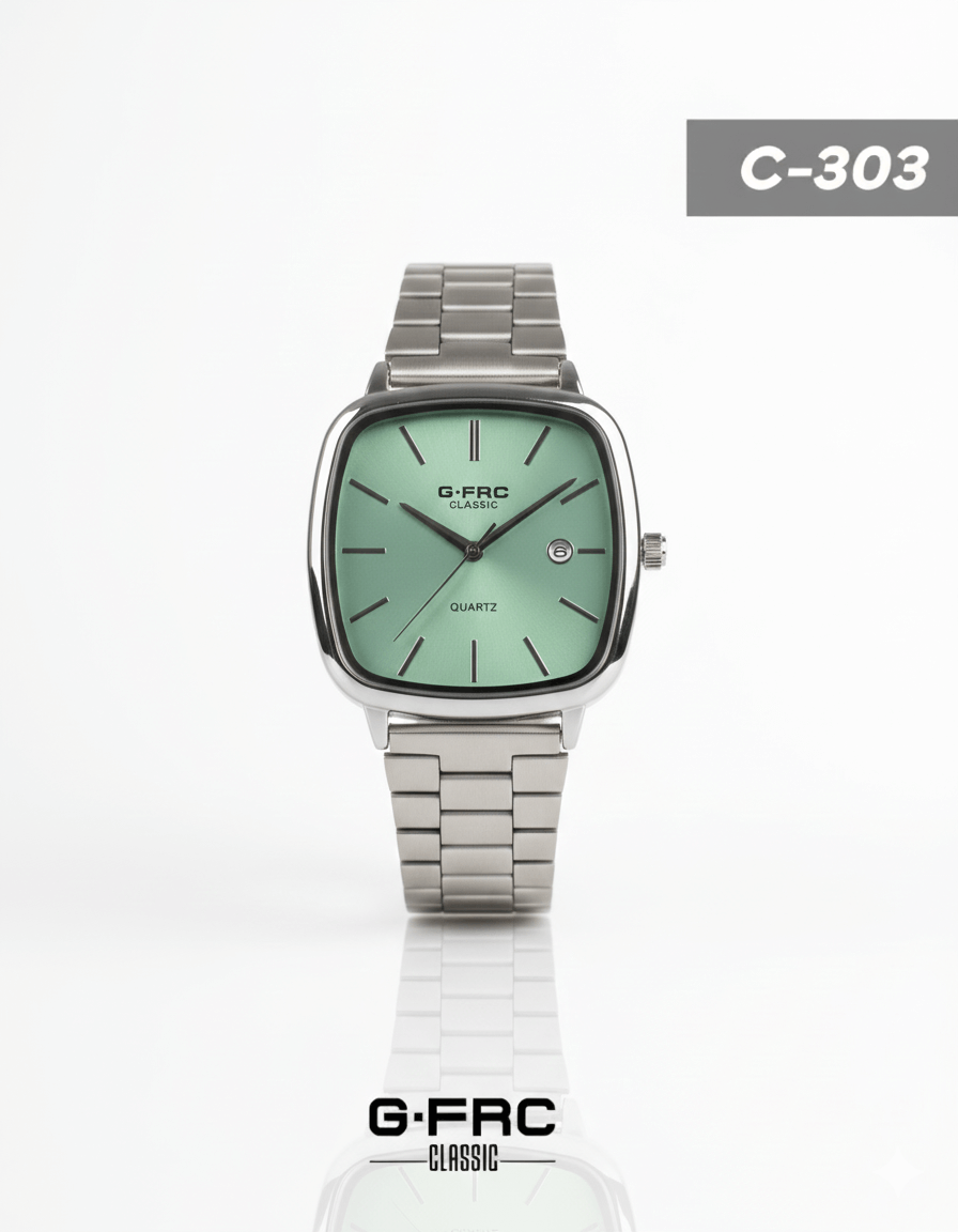 Reloj Acero Plata Caja Cuadrada