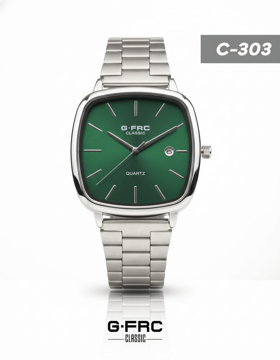 Reloj Acero Plata Caja Cuadrada