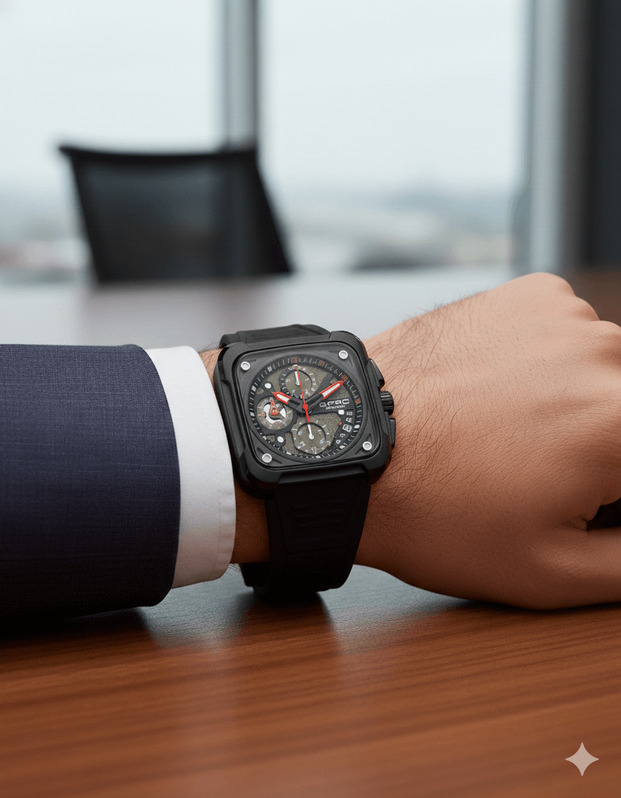 Reloj Goma Caja Cuadrada Cronógrafos