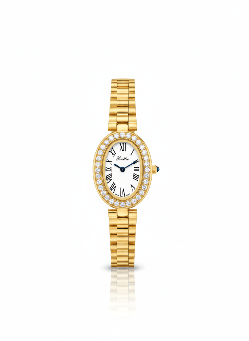 Reloj Elegante Pulso Delgado Ovalado Números Romanos