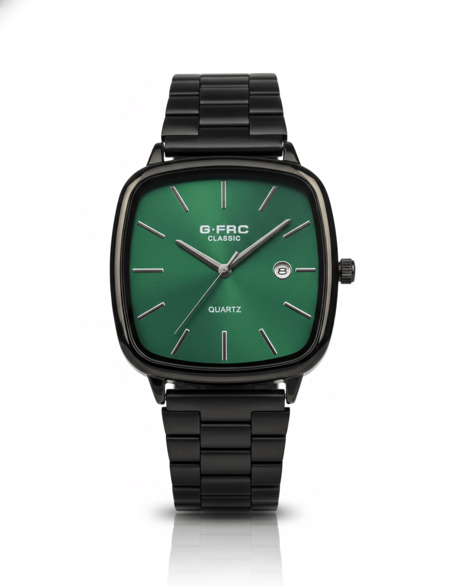 Reloj Acero Negro Caja Cuadrada