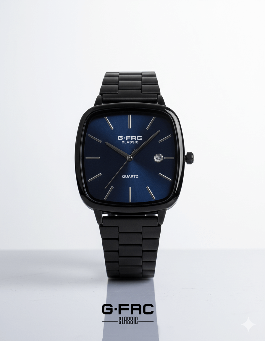 Reloj Acero Negro Caja Cuadrada