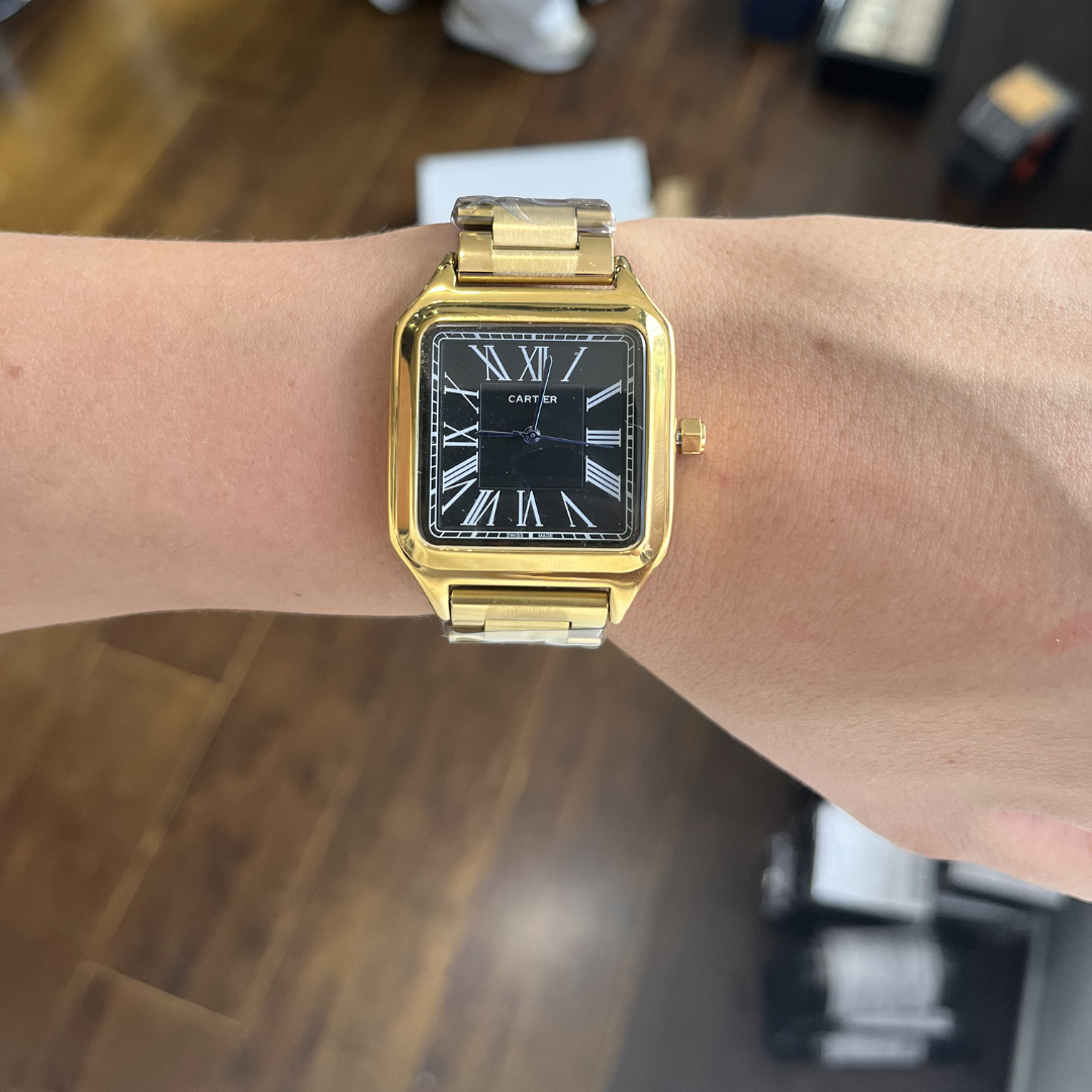 Reloj Acero Cuadrado Números Romanos