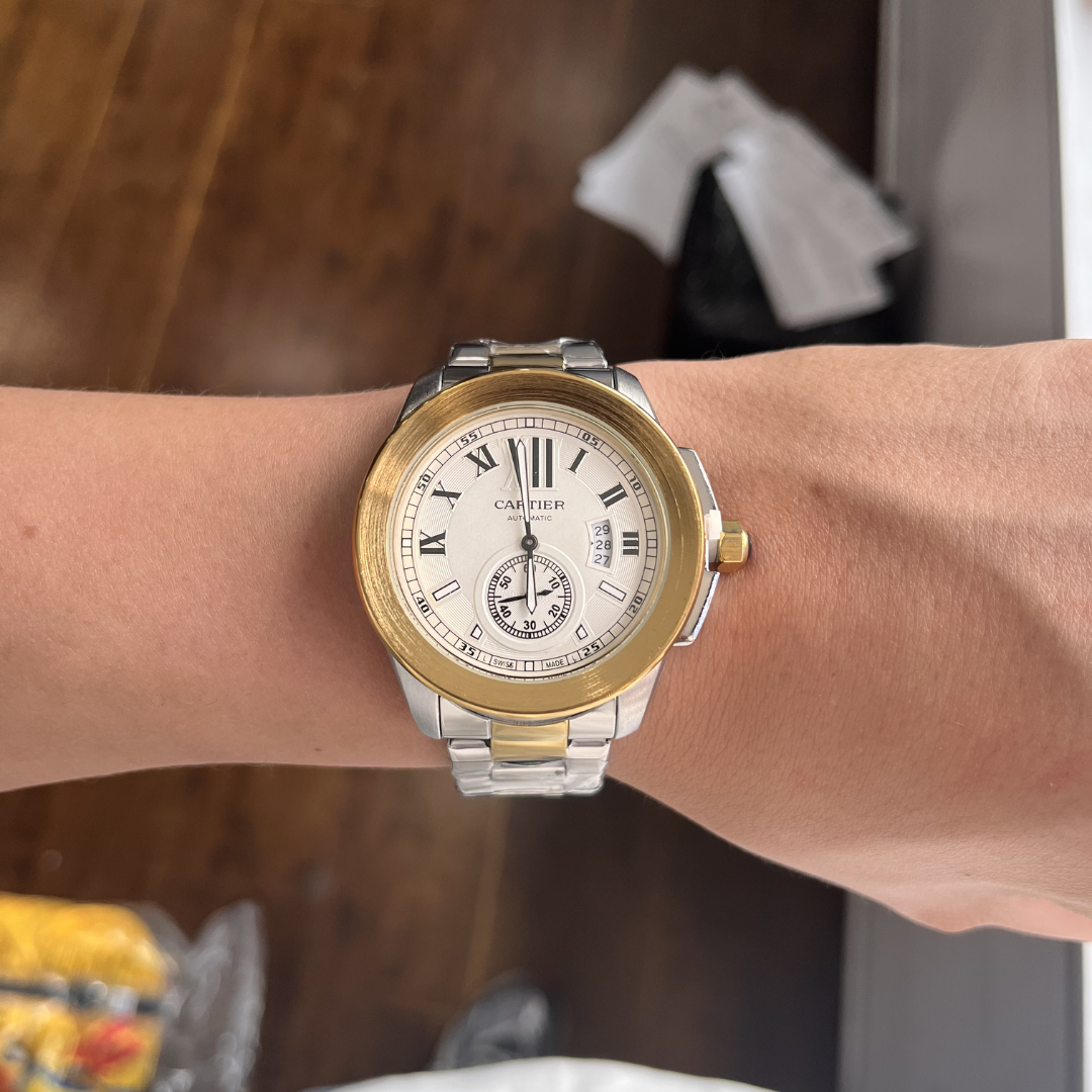 Reloj Clásico Acero Números Romanos