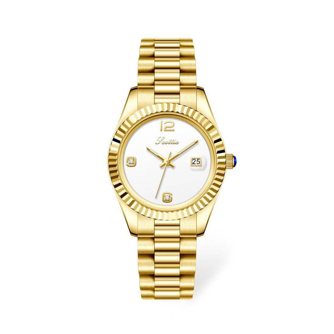 Reloj Elegante Pulsera Ancha con Fecha