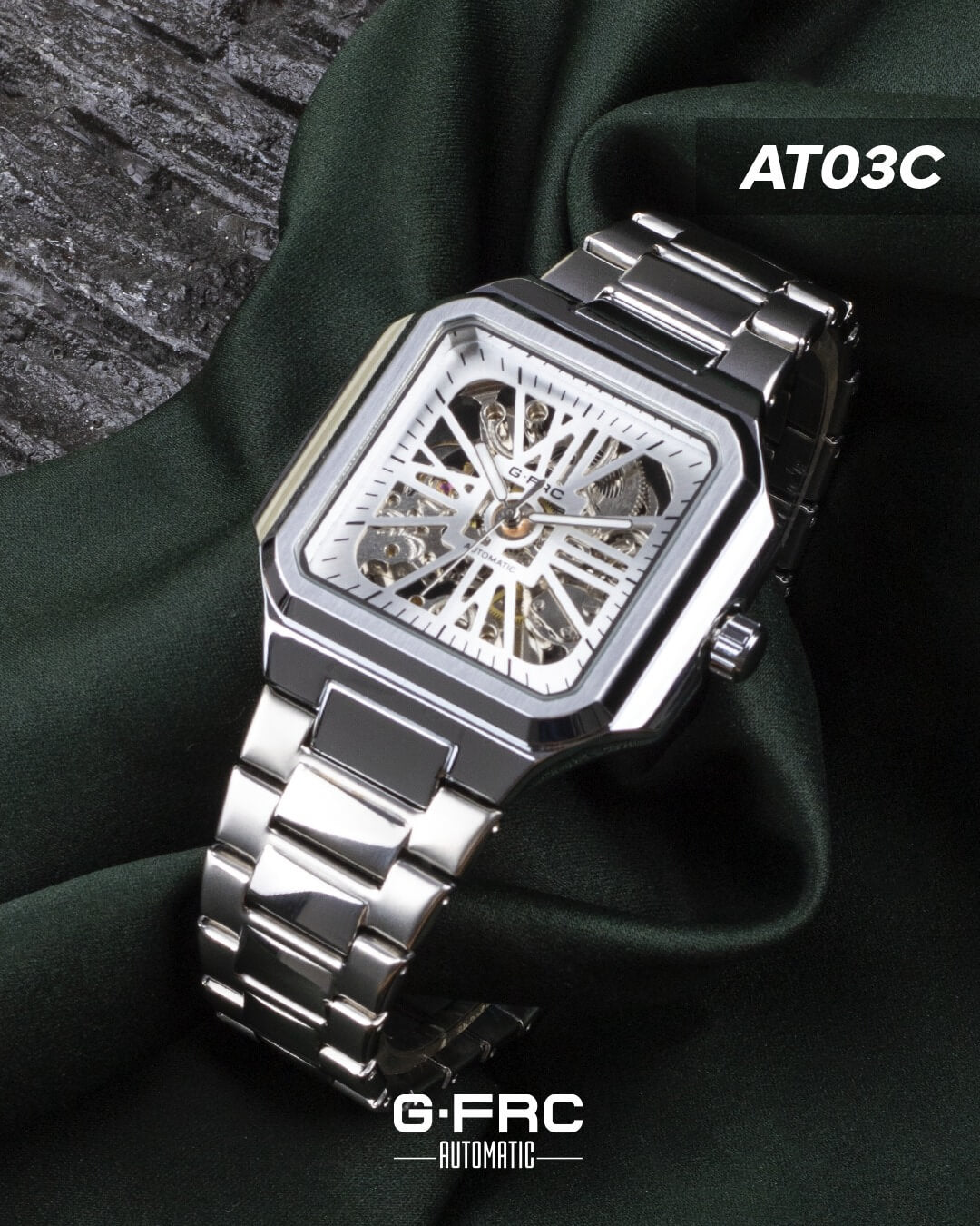 Reloj Acero Automático con Caja Cuadrada