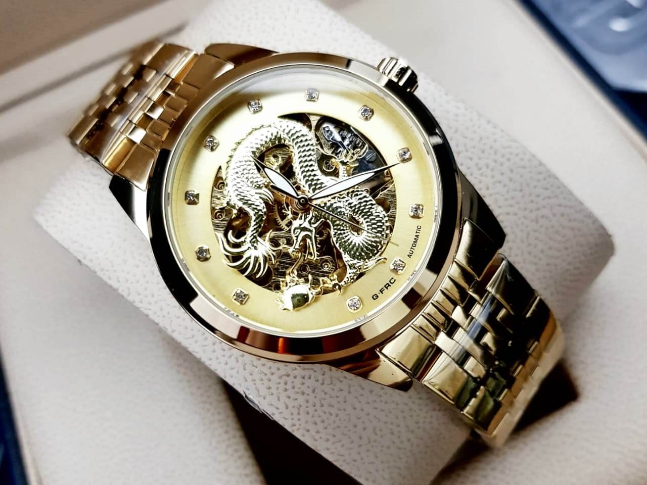 Reloj Acero Automático Dragón Corazón Abierto