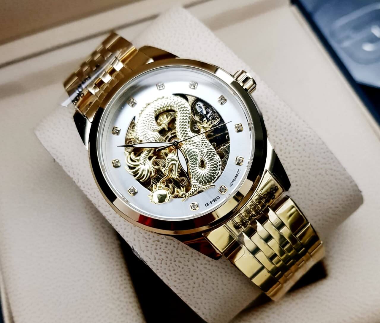 Reloj Acero Automático Dragón Corazón Abierto